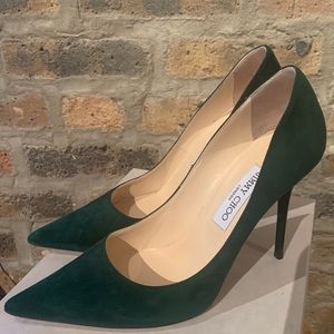 Jimmy Choo Abel Evergreen Suede Heels